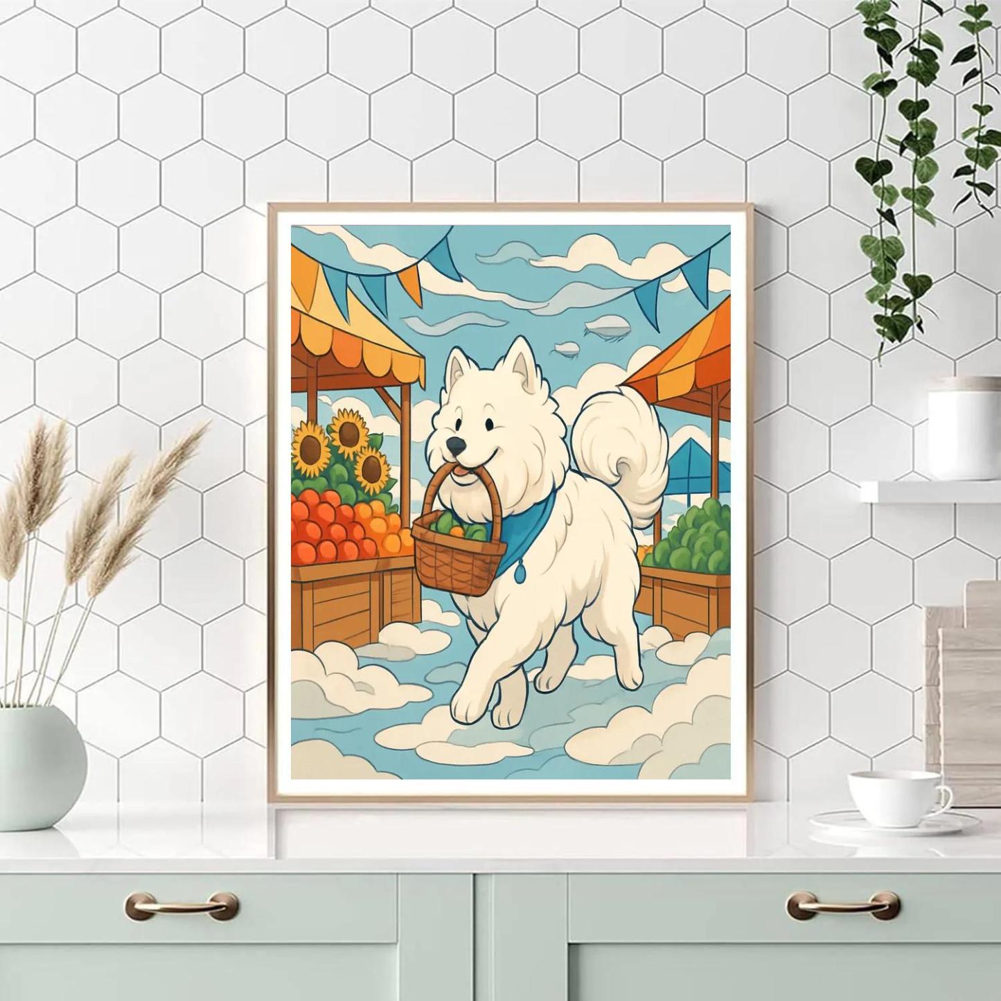 Sky Market With Dog Companion Numbered painting kits