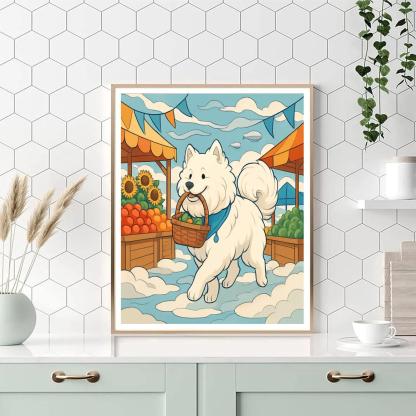 Sky Market With Dog Companion Numbered painting kits