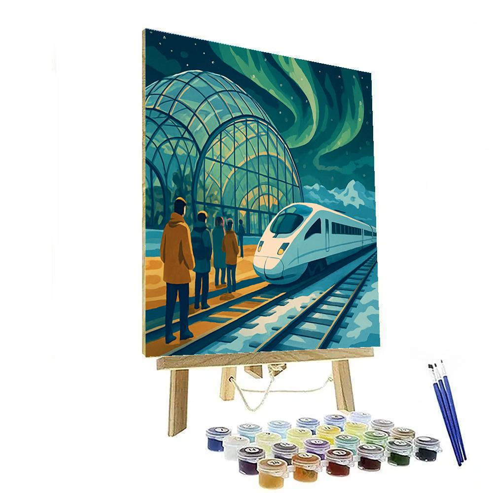 Aurora Glasshouse Train Station Painting by numbers kit