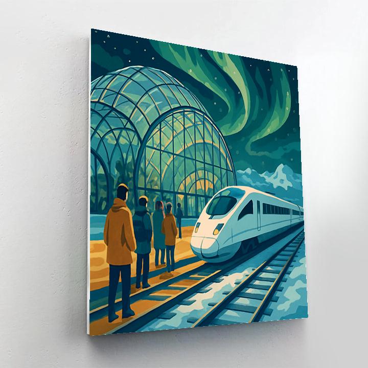 Aurora Glasshouse Train Station Painting by numbers kit