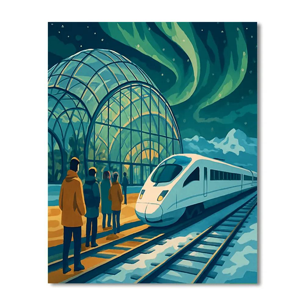 Aurora Glasshouse Train Station Painting by numbers kit