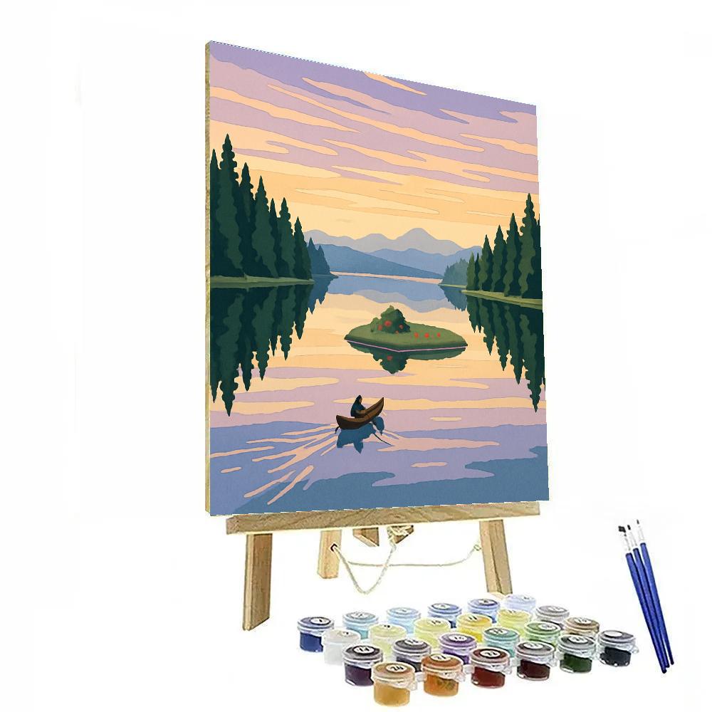 Serene Lake With Landscape Panorama painting number kit