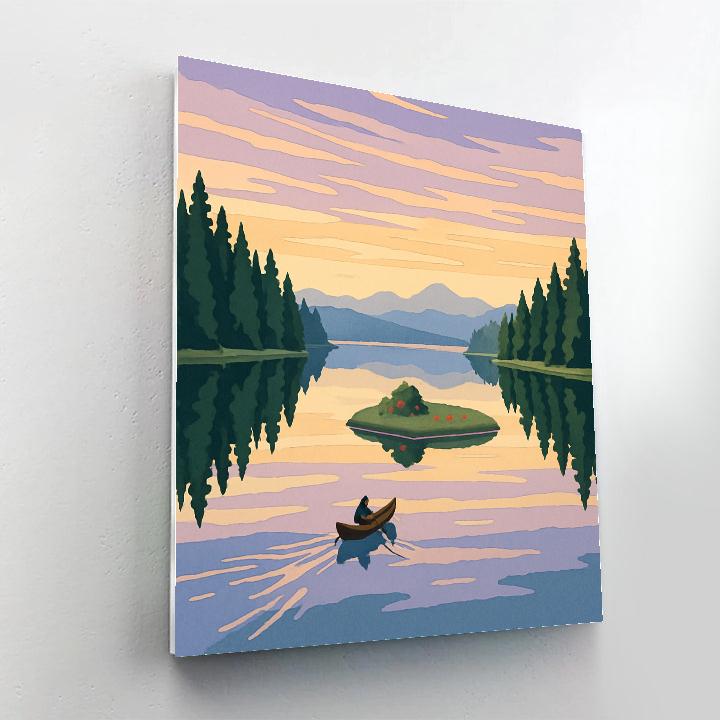 Serene Lake With Landscape Panorama painting number kit