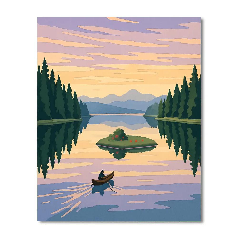 Serene Lake With Landscape Panorama painting number kit
