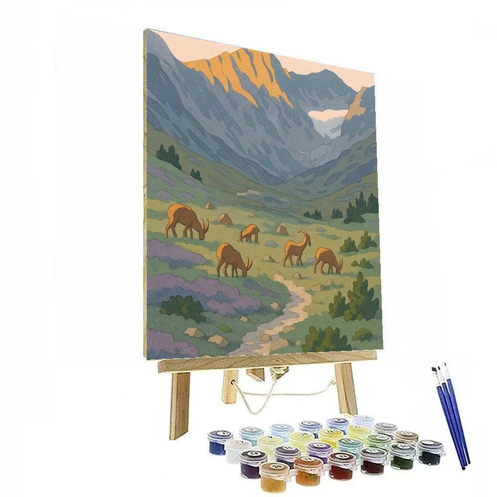 High Meadow Under Mountain Light Paint by numbers kits