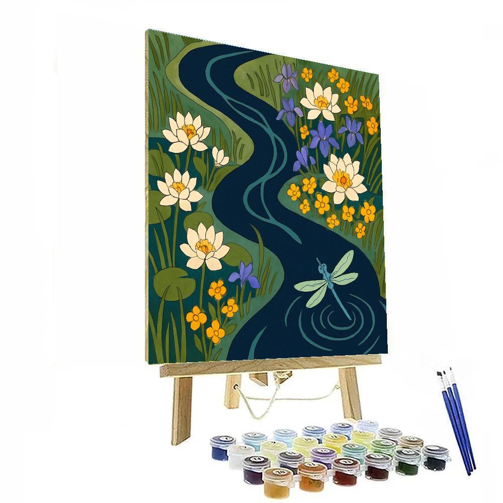 River Delta Garden With Flowers Paint by numbers art