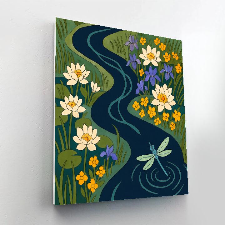 River Delta Garden With Flowers Paint by numbers art
