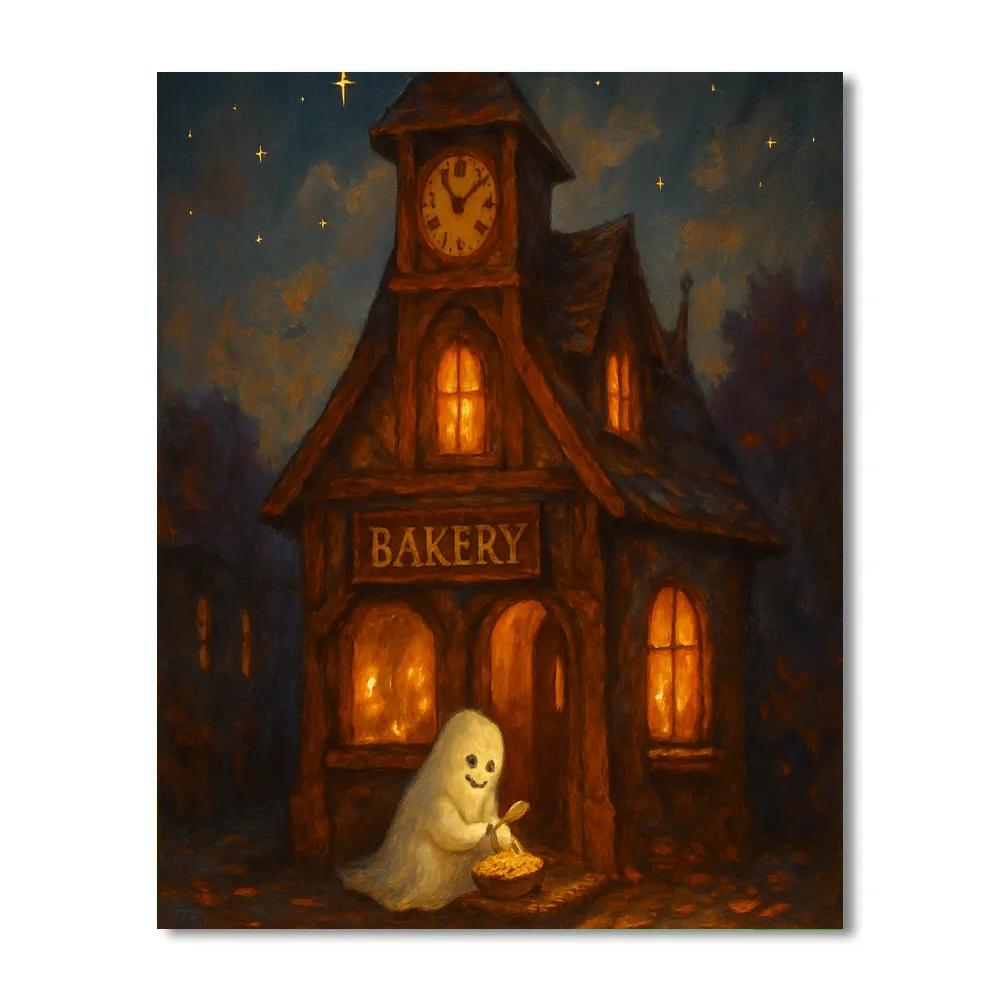 The Cozy Clocktower Haunted Bakery Numbered painting kits