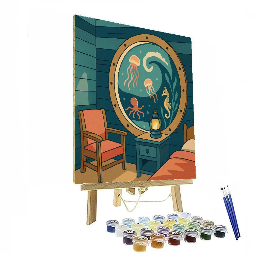 Lighthouse Window Into Ocean Depths painting number kit