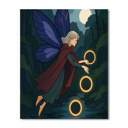 Fairy With Eclipse Lanterns Numbered painting kits