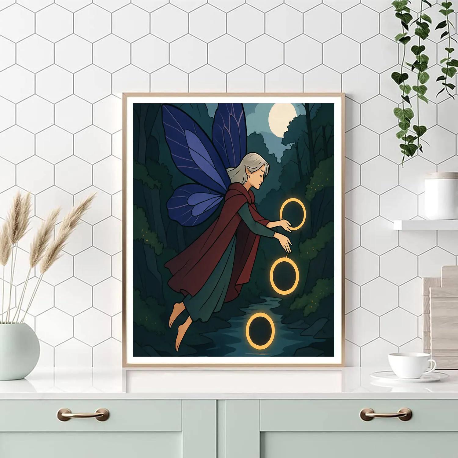 Fairy With Eclipse Lanterns Numbered painting kits