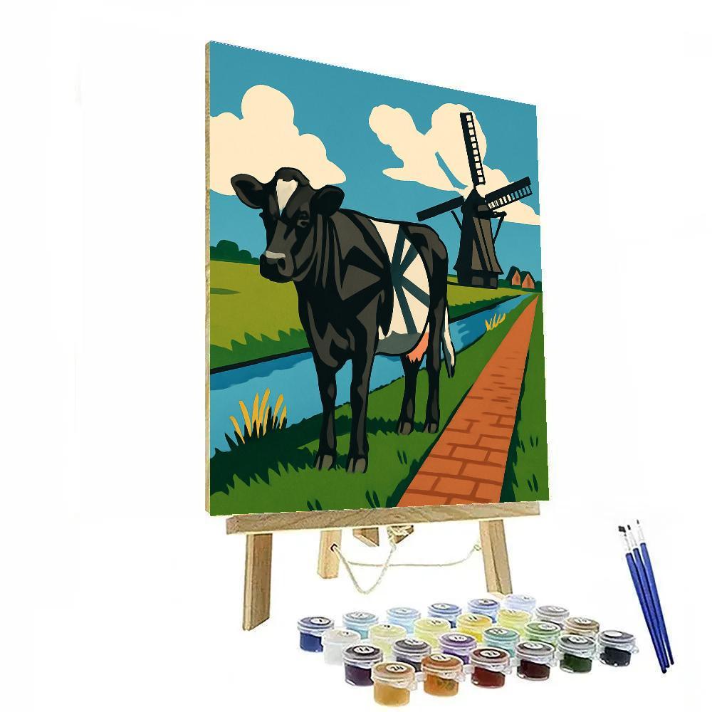 Windmill Shadow Cow Pasture painting number kit