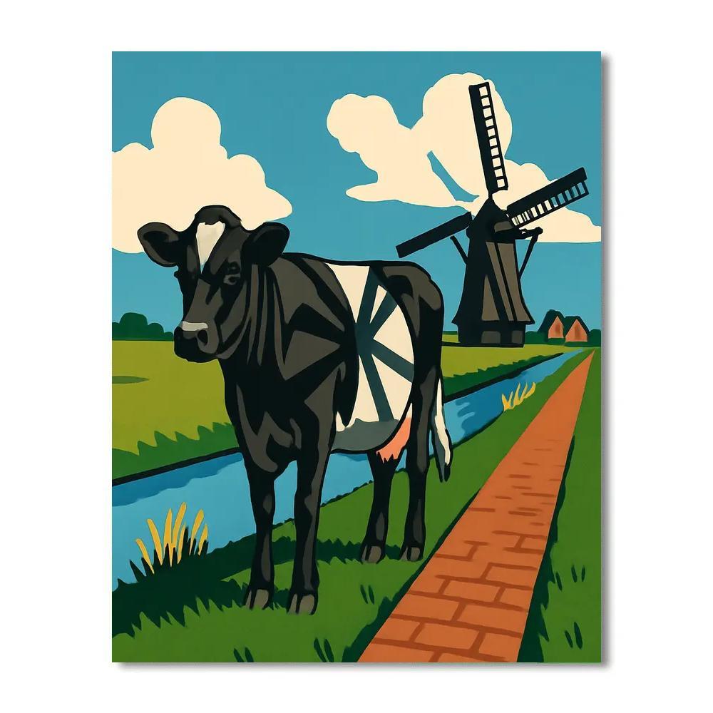 Windmill Shadow Cow Pasture painting number kit