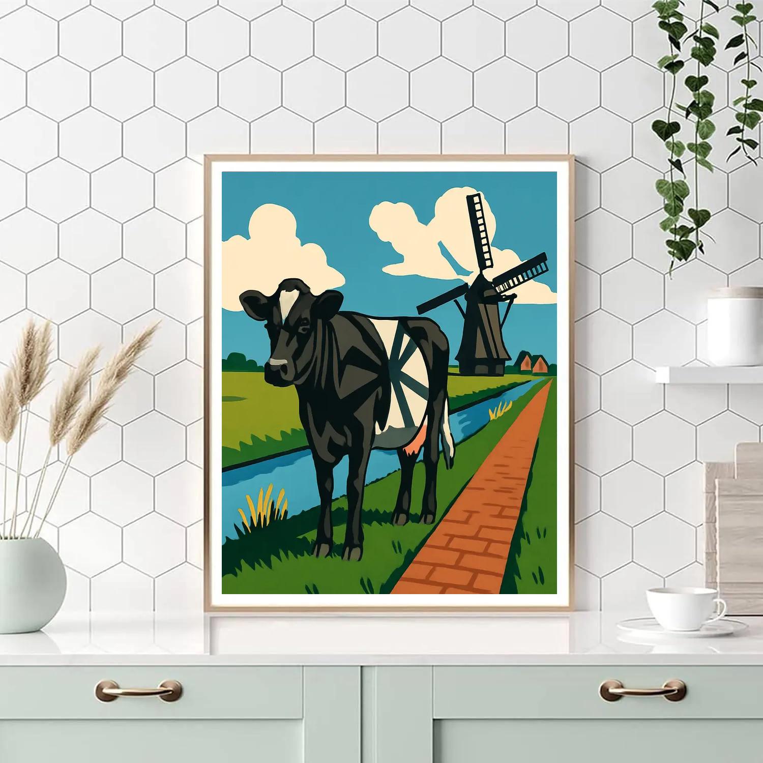 Windmill Shadow Cow Pasture painting number kit