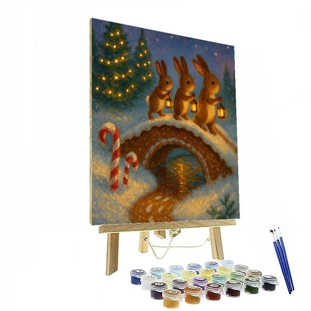 Lanternlit Gingerbread Bridge Crossing Numbered painting kits