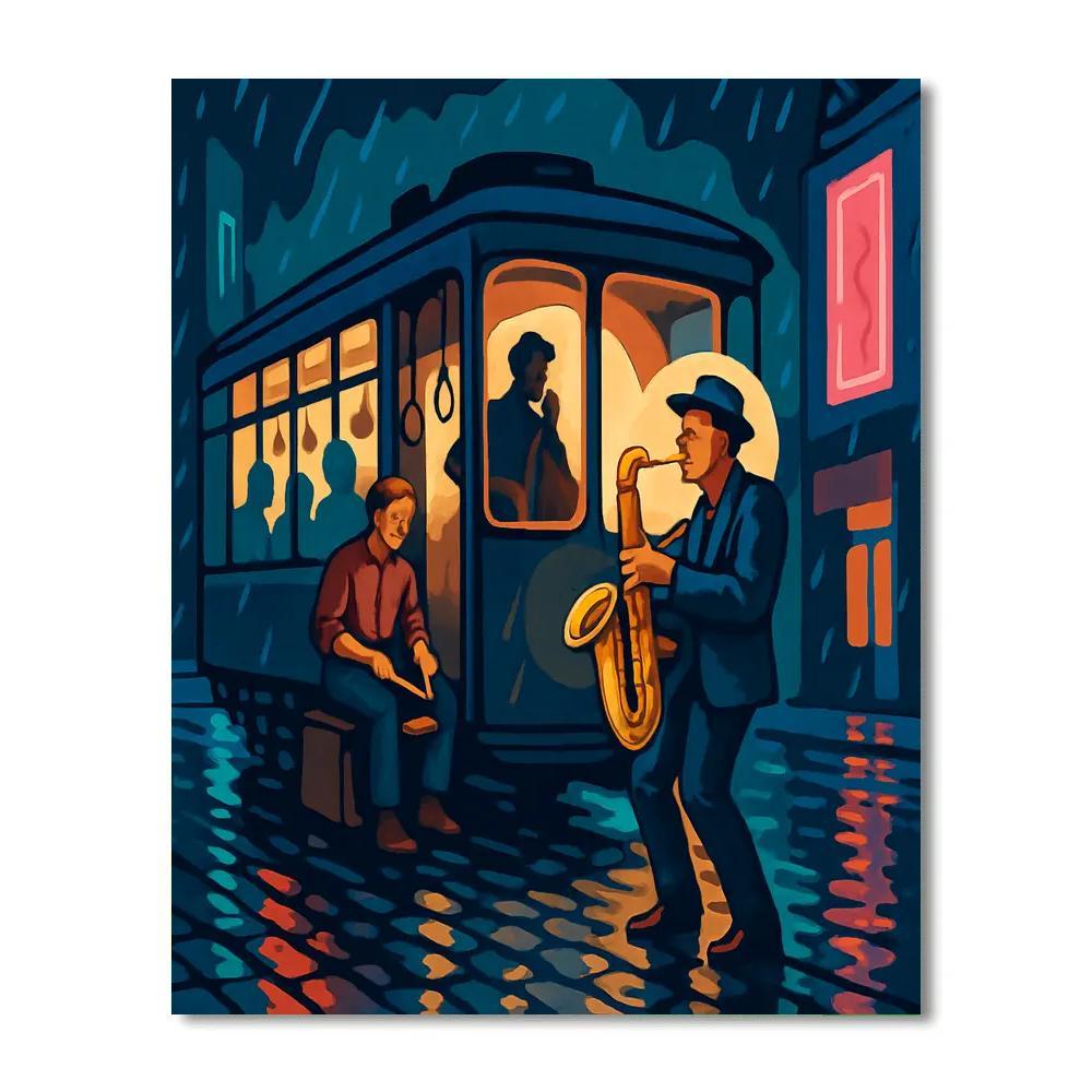 Neon Trolley Jazz Serenade DIY paint by numbers