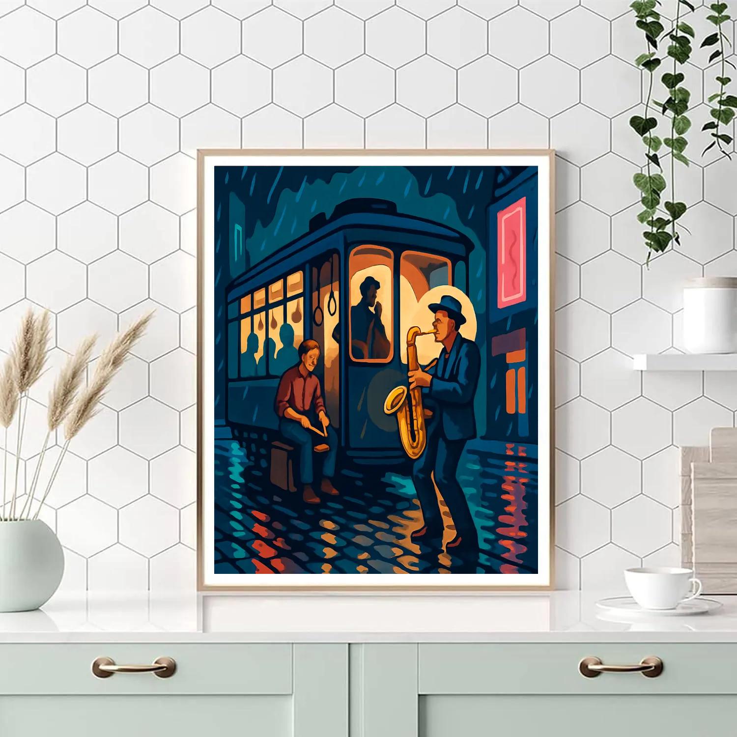 Neon Trolley Jazz Serenade DIY paint by numbers