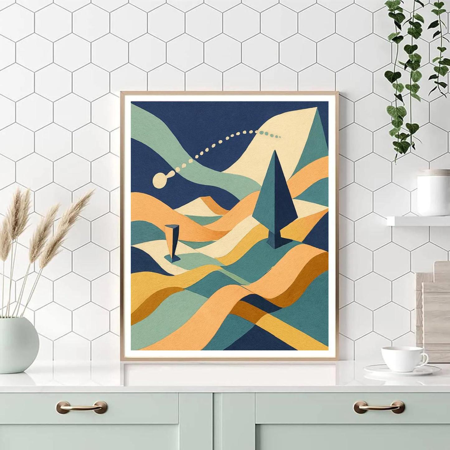 Abstract Folded Horizon Map DIY paint by numbers