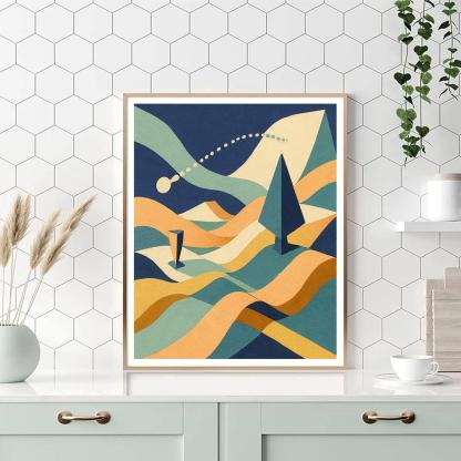 Abstract Folded Horizon Map DIY paint by numbers