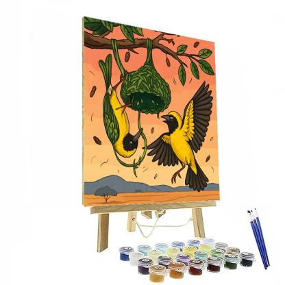 Crown Weaver Nest Birds Paint by numbers art