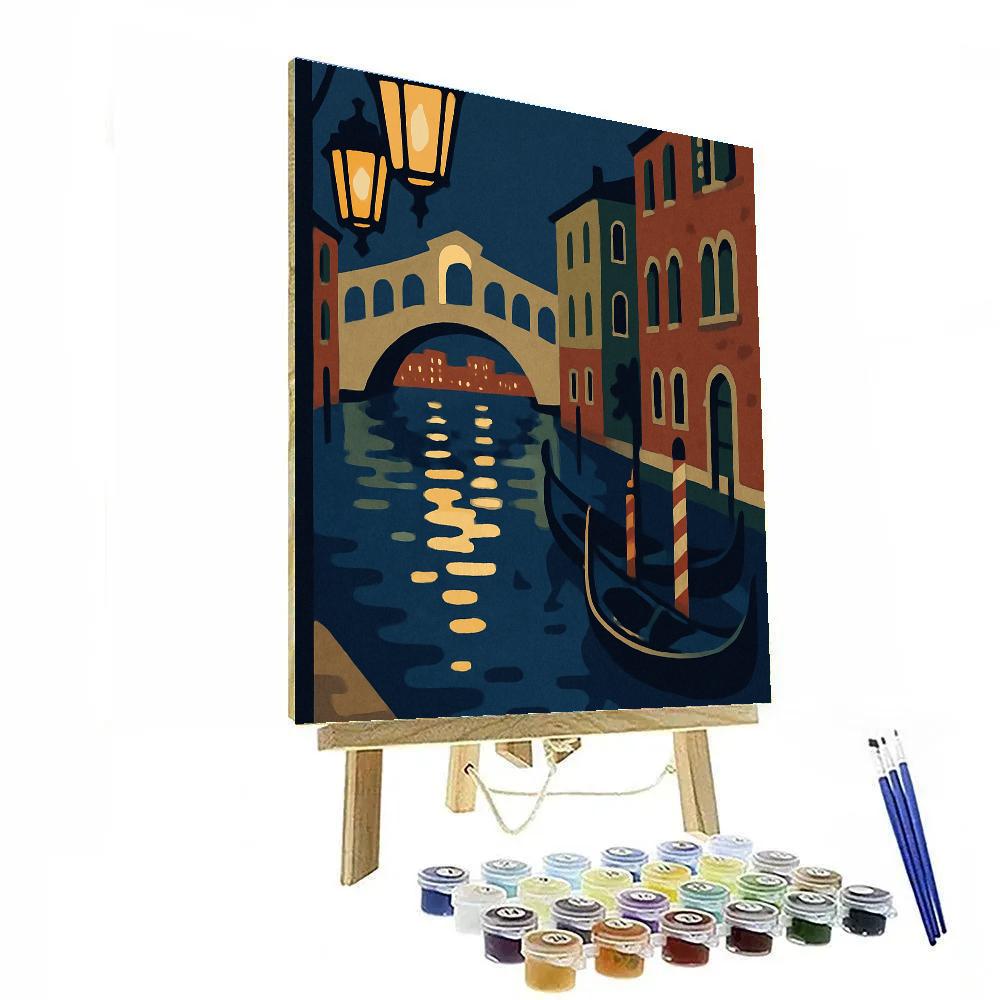 Canal Reflections Under Lanterns Venice Paint by numbers art