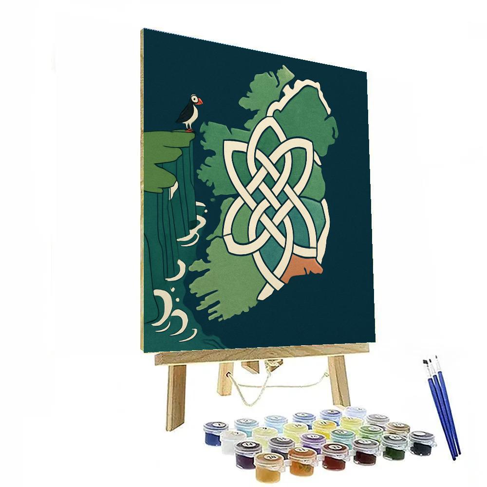 Ireland Tidal Knotwork Map Number painting
