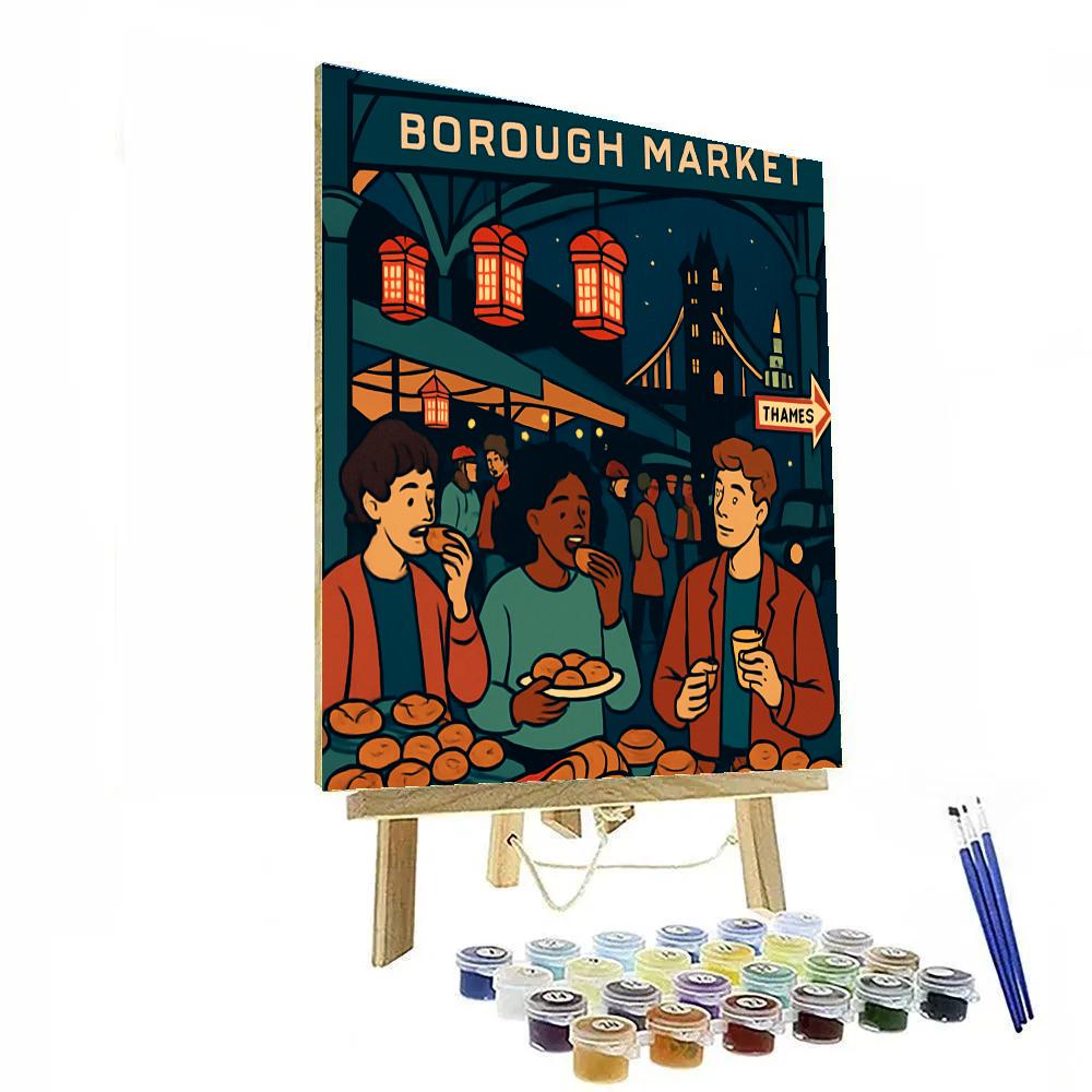 Midnight Market Stroll With London Lanterns paint by color