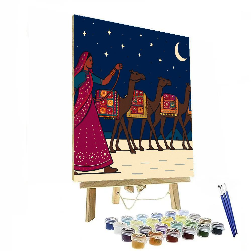 India Salt Desert Mirrorwork Caravan paint by number