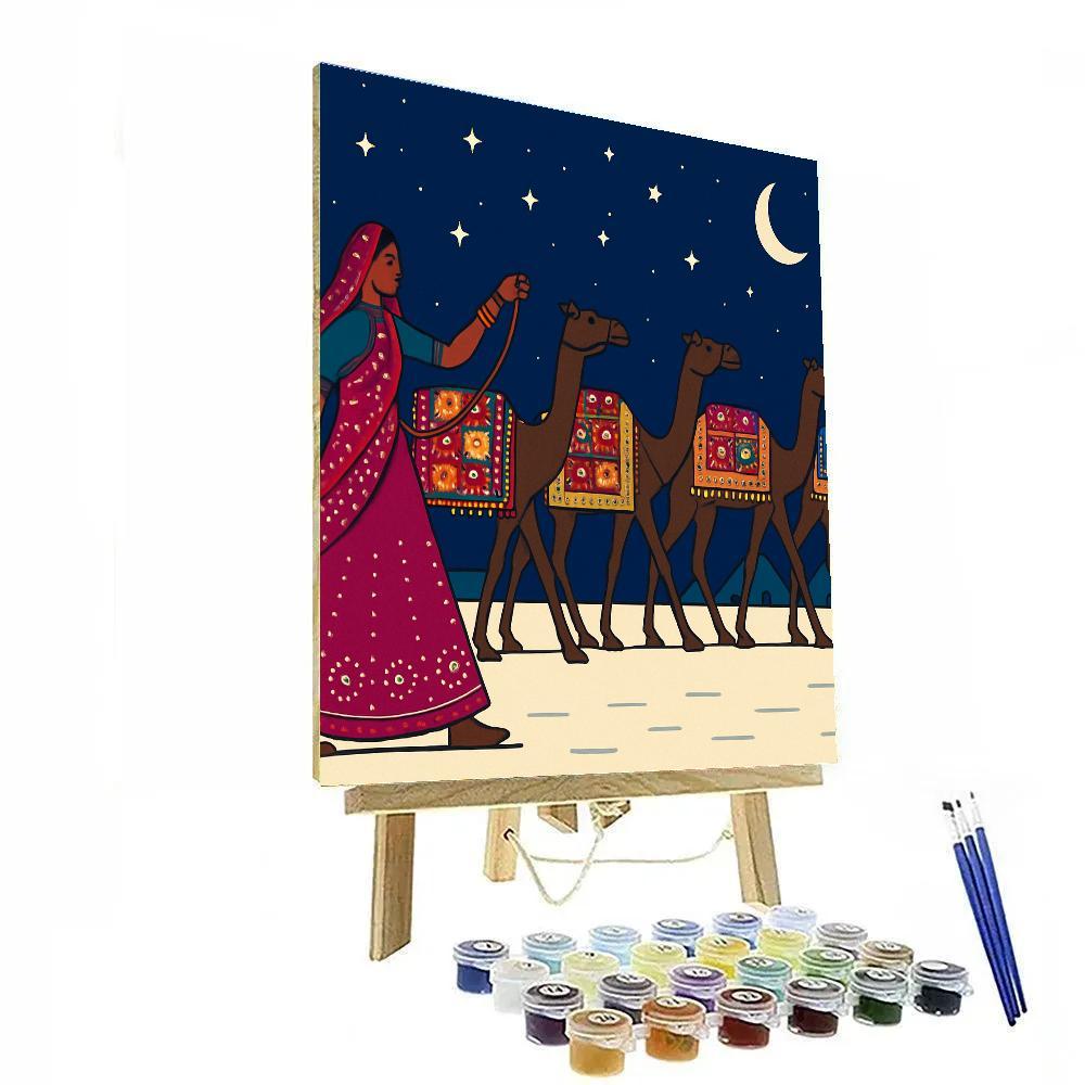 India Salt Desert Mirrorwork Caravan paint by number