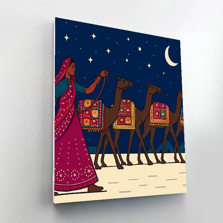 India Salt Desert Mirrorwork Caravan paint by number