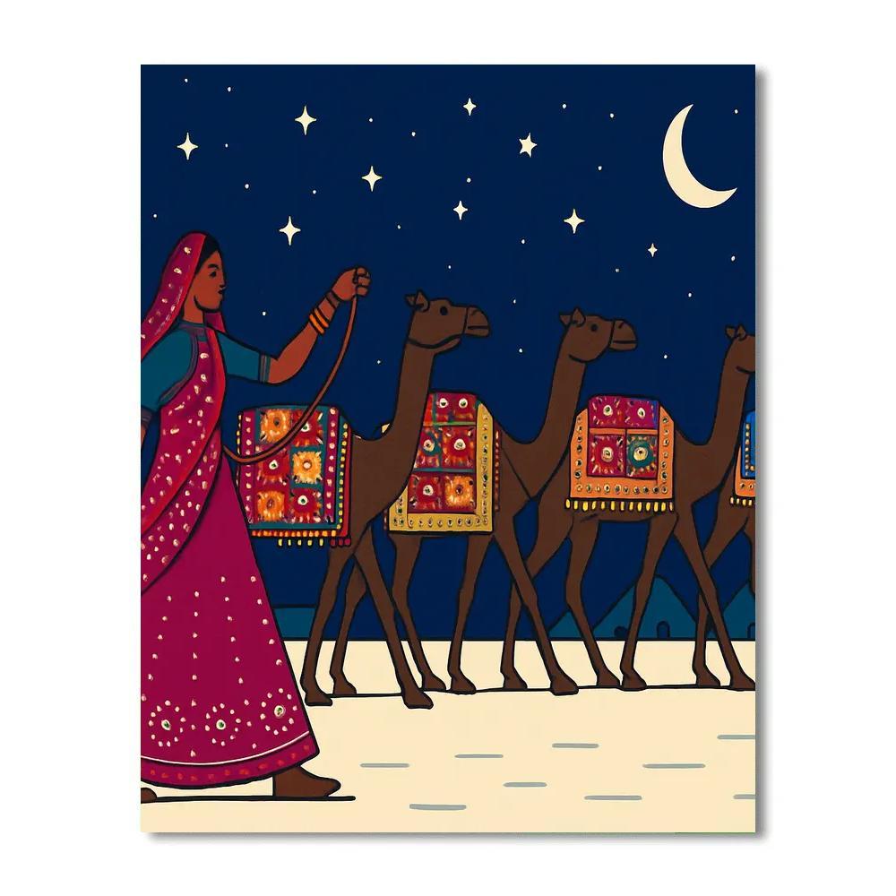 India Salt Desert Mirrorwork Caravan paint by number