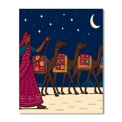India Salt Desert Mirrorwork Caravan paint by number