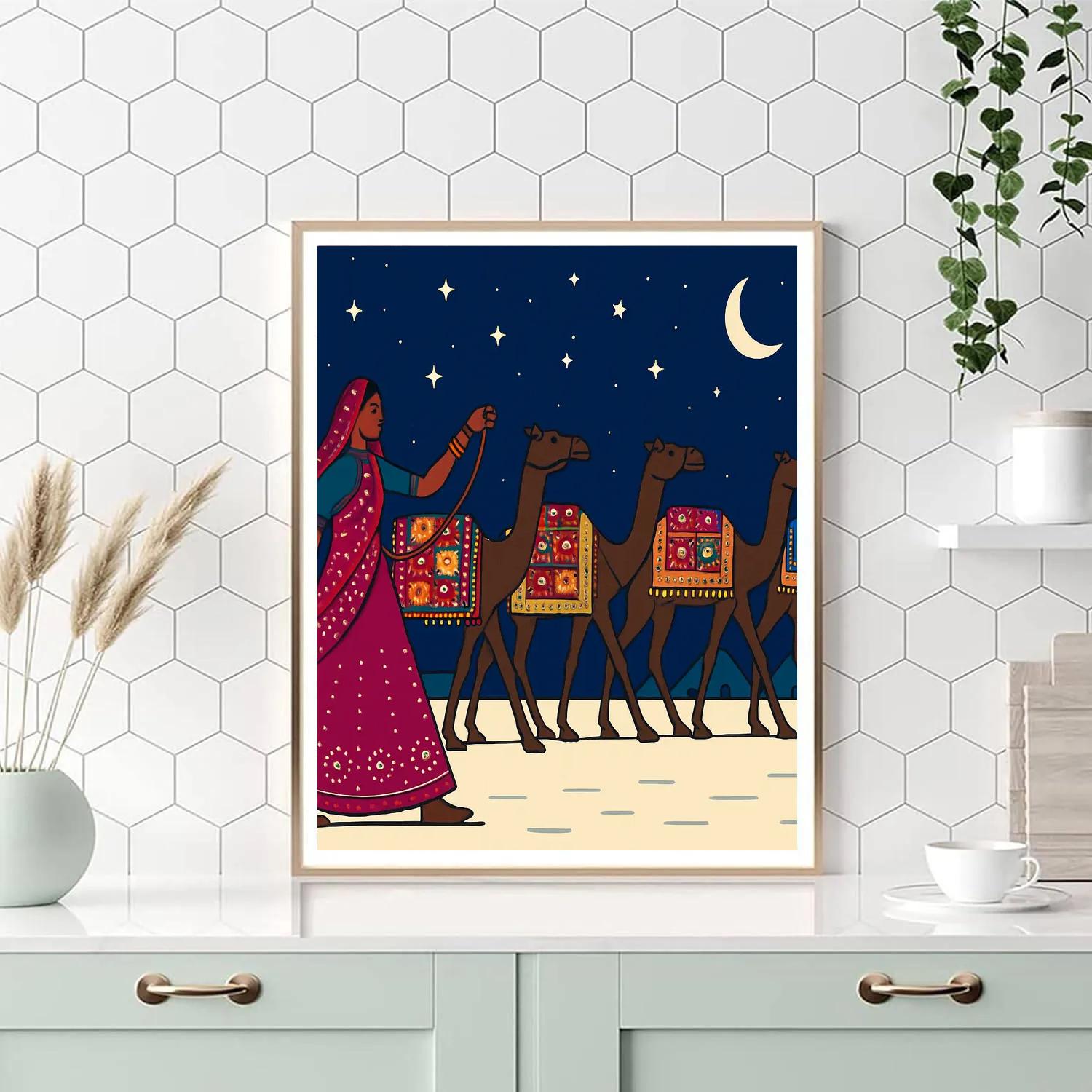 India Salt Desert Mirrorwork Caravan paint by number