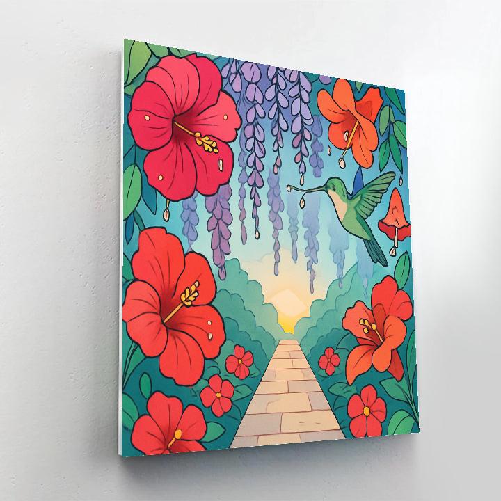 Stained Glass Floral Canopy At Dawn Paint by numbers kits