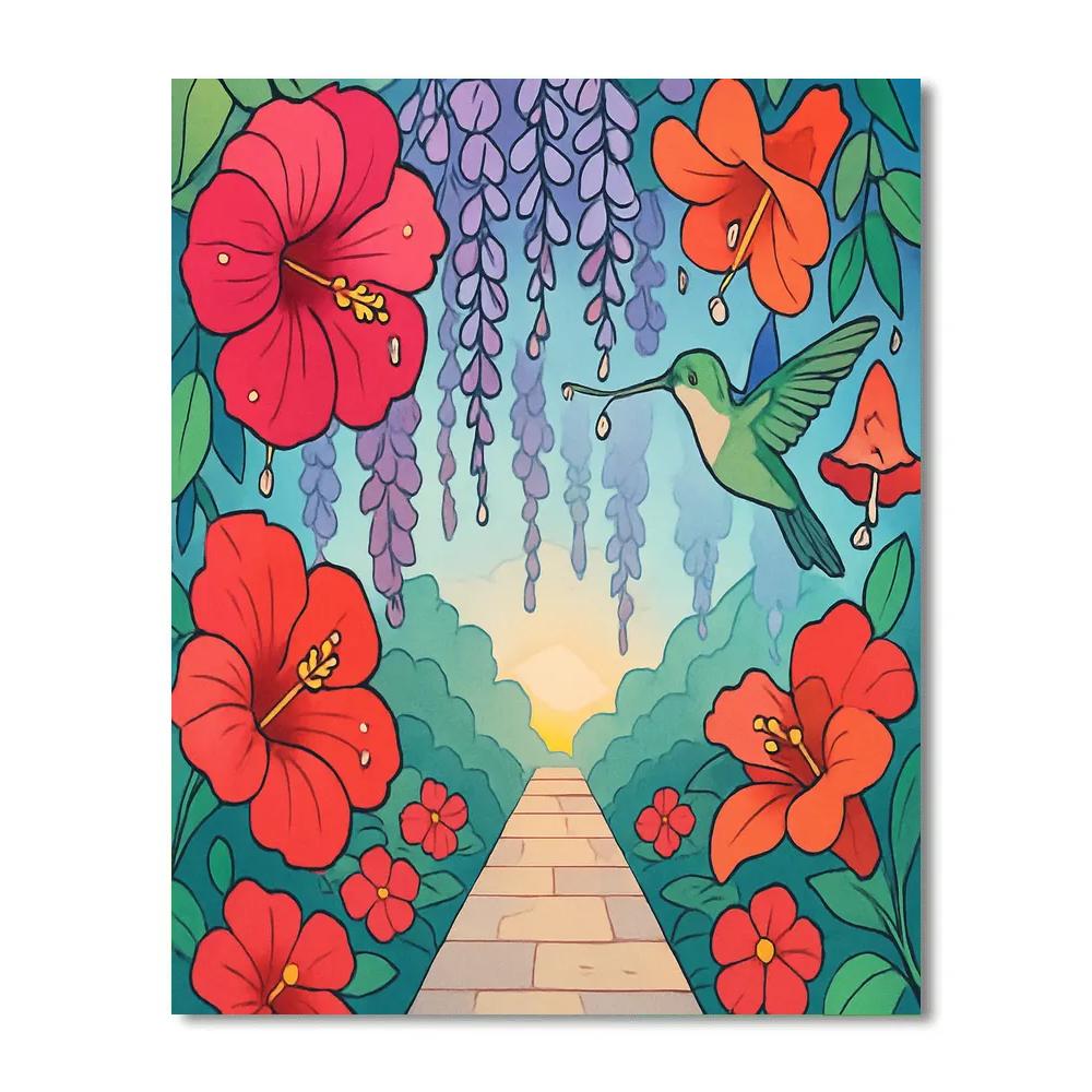 Stained Glass Floral Canopy At Dawn Paint by numbers kits