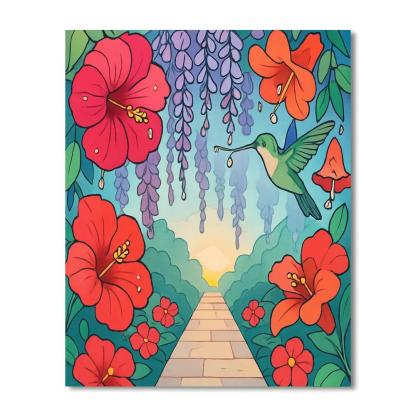 Stained Glass Floral Canopy At Dawn Paint by numbers kits