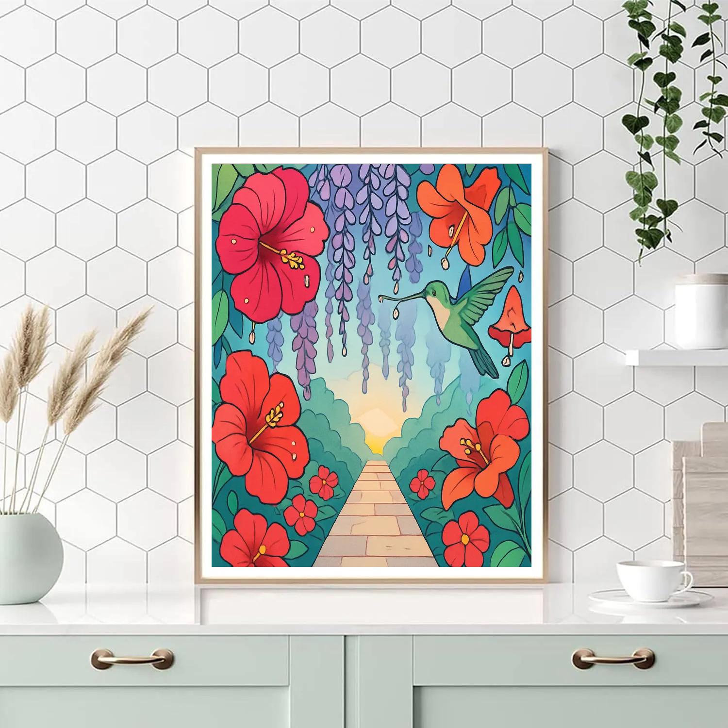 Stained Glass Floral Canopy At Dawn Paint by numbers kits