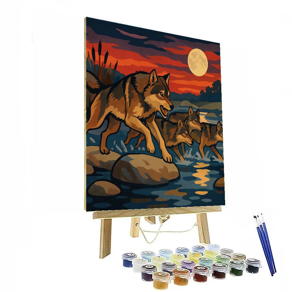 River Crossing With Wolf Pact Painting by numbers kit