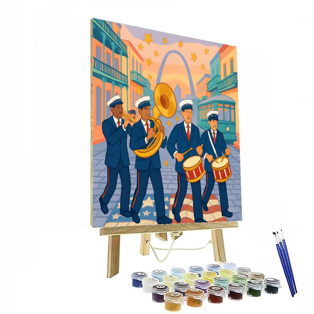 Jazz Street Parade In The USA Skyline Paint by numbers art