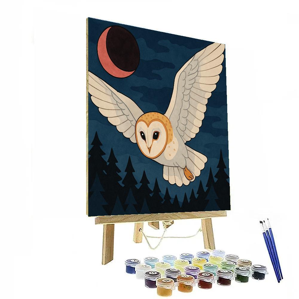 Owl Horizon In Eclipse Glow paint by color