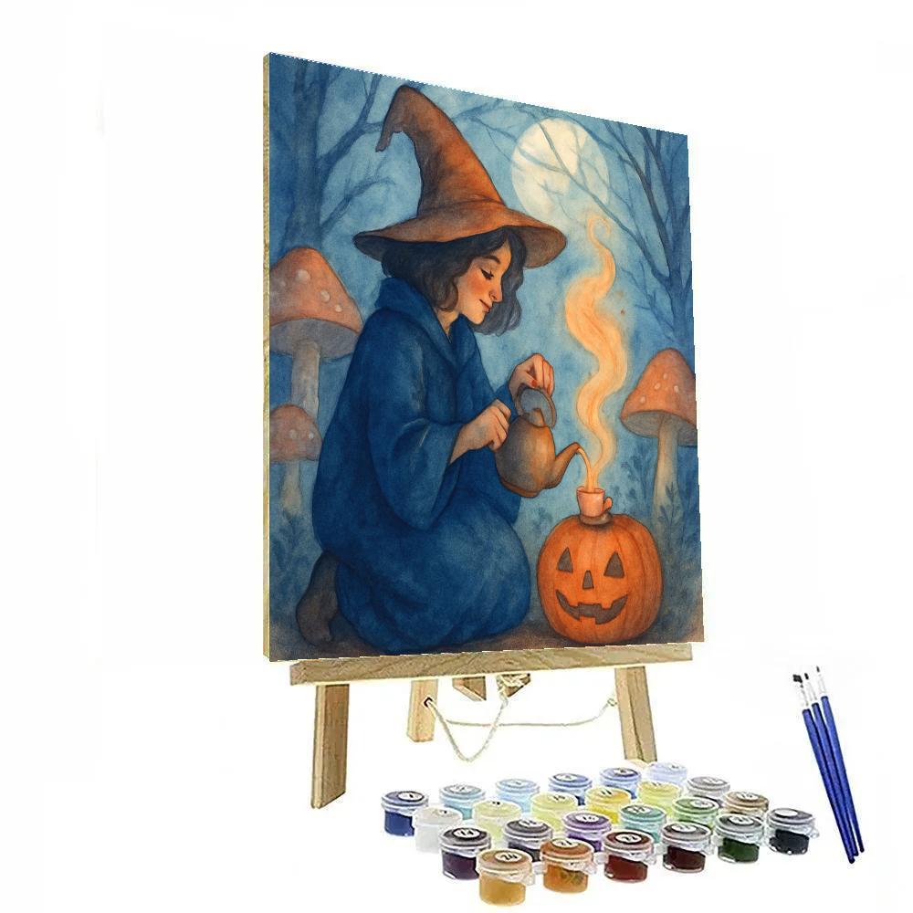 Moonlit Mushroom Garden Tea Witch Paint by numbers kits