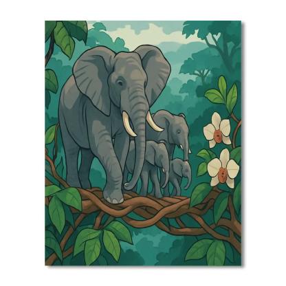 Rainforest Canopy Elephant Parade Paint by numbers kits