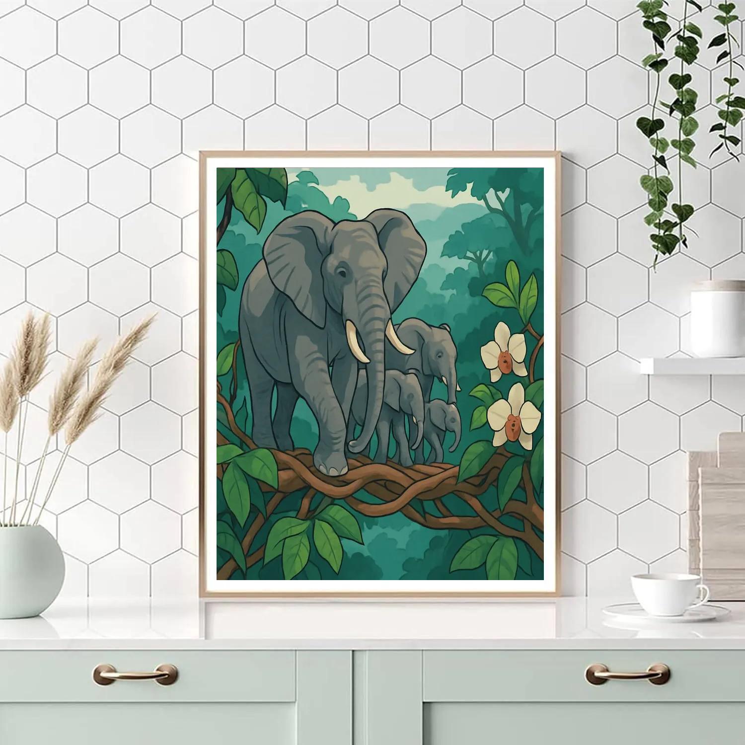 Rainforest Canopy Elephant Parade Paint by numbers kits