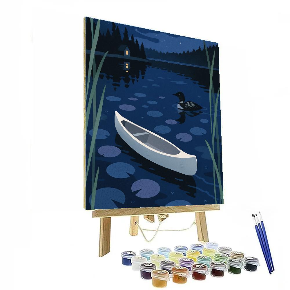 Moonlit Canoe Drift On Lake Paint by numbers kits