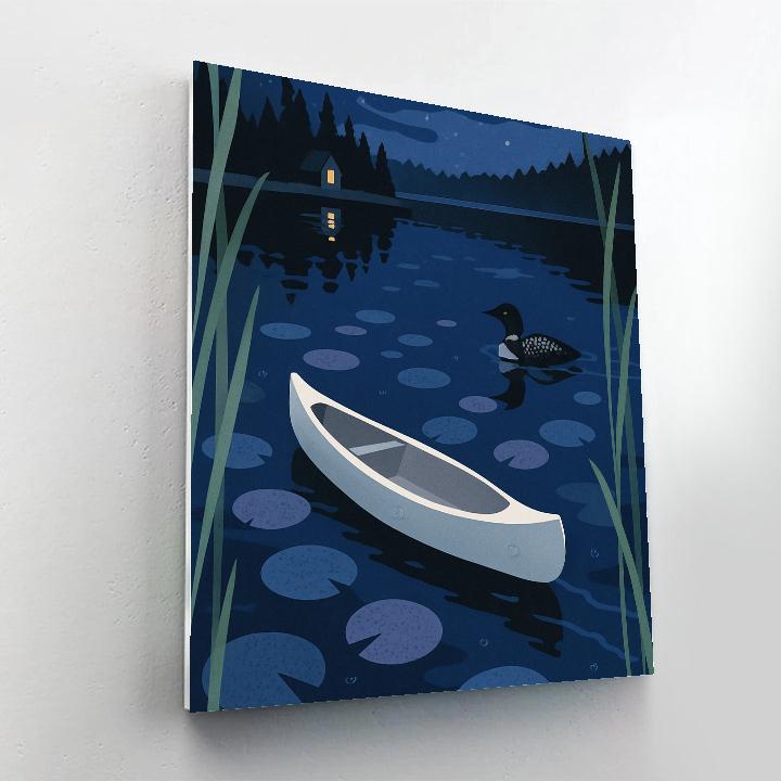 Moonlit Canoe Drift On Lake Paint by numbers kits