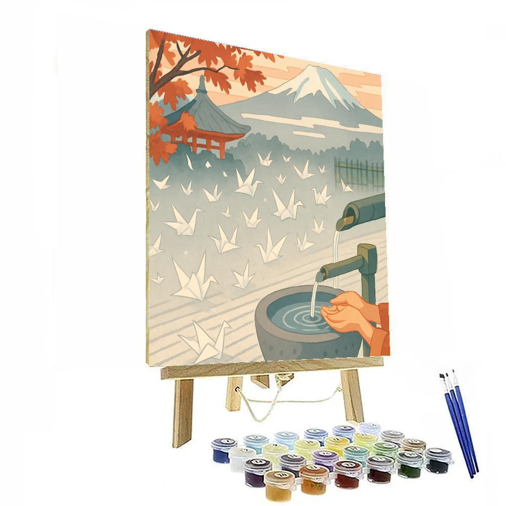 Japan Crafted Mist Garden Of Floating Paper Cranes Number painting