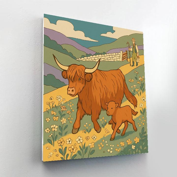 Highland Meadow With Cow Bell Chorus Painting by numbers kit