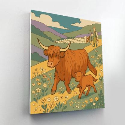 Highland Meadow With Cow Bell Chorus Painting by numbers kit