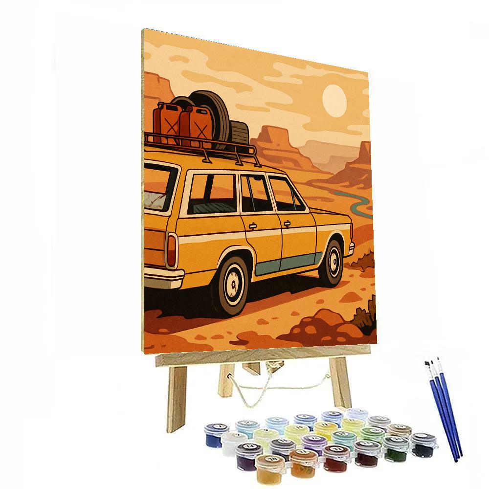 Desert Overlook Road Trip With Cars Numbered painting kits