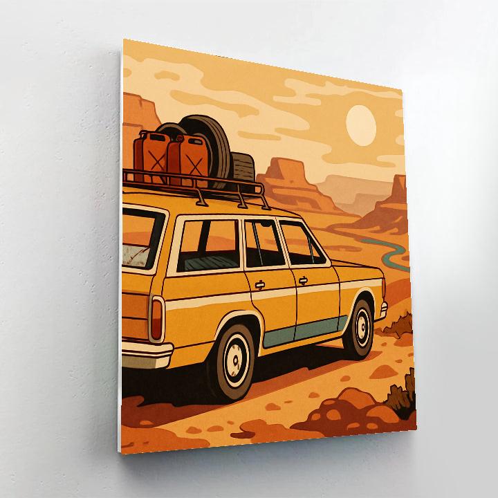 Desert Overlook Road Trip With Cars Numbered painting kits